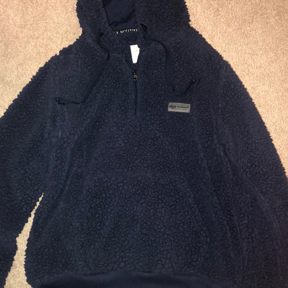 Navy Fluffy Simply Southern Hoodie